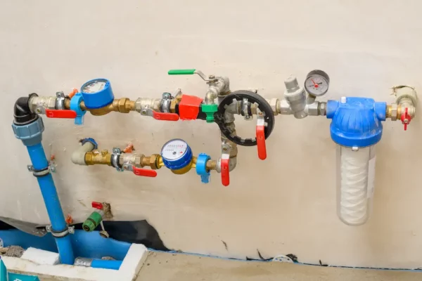Rurociąg grzewczy z armaturą instalacji CO – przykład instalacji wymagającej zastosowania kompensatorów stalowych do kompensacji wydłużeń cieplnych